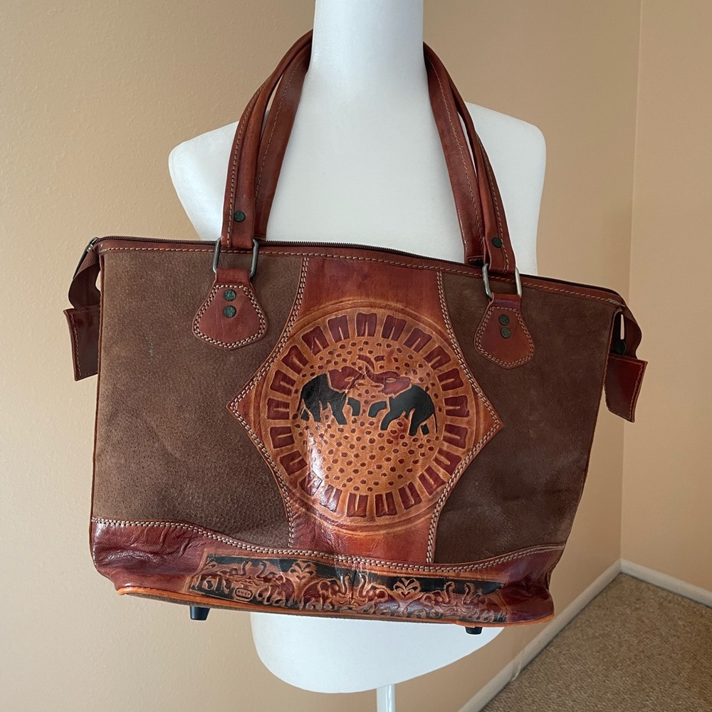 Brown Leather/Suede Tote Bag